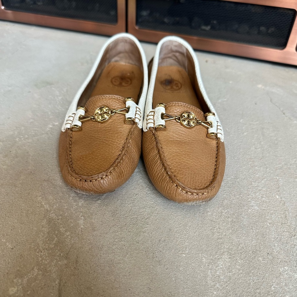 Tory Burch tan Driving Loafers
